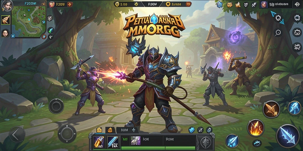Screenshot F200M menunjukkan aksi seru dalam pertempuran MMORPG.