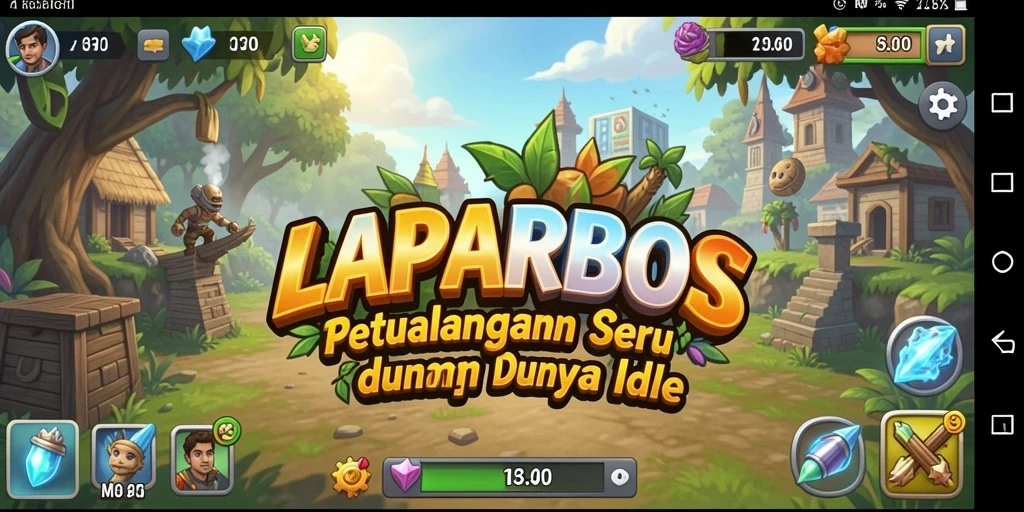 Tangkapan layar utama LAPARBOS menampilkan keseruan gameplay Idle yang menawan.