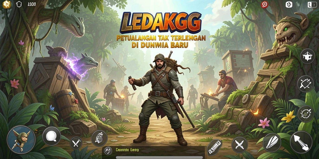 Tangkapan layar menampilkan gameplay seru di dunia petualangan LEDAKGG.