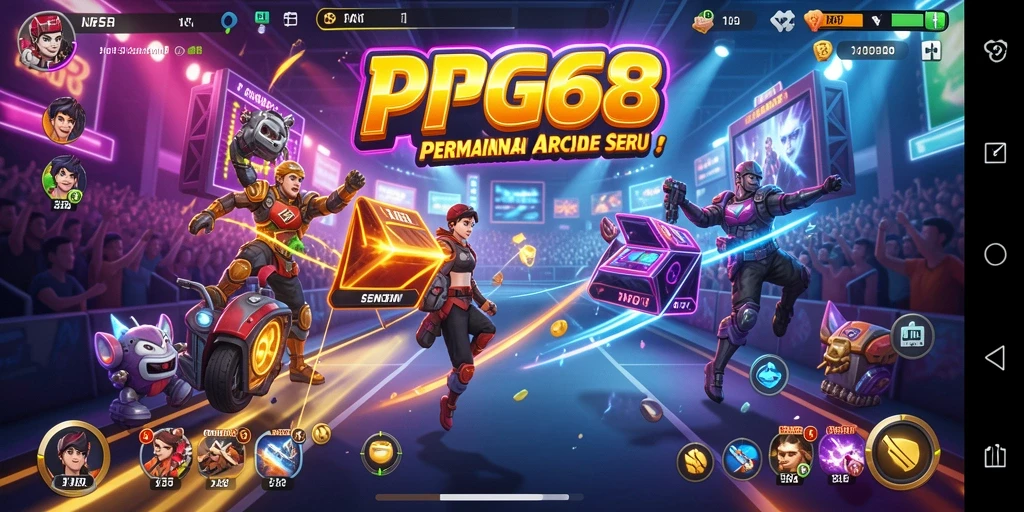 Screenshot utama PGG68 menampilkan aksi gameplay Arcade yang seru.