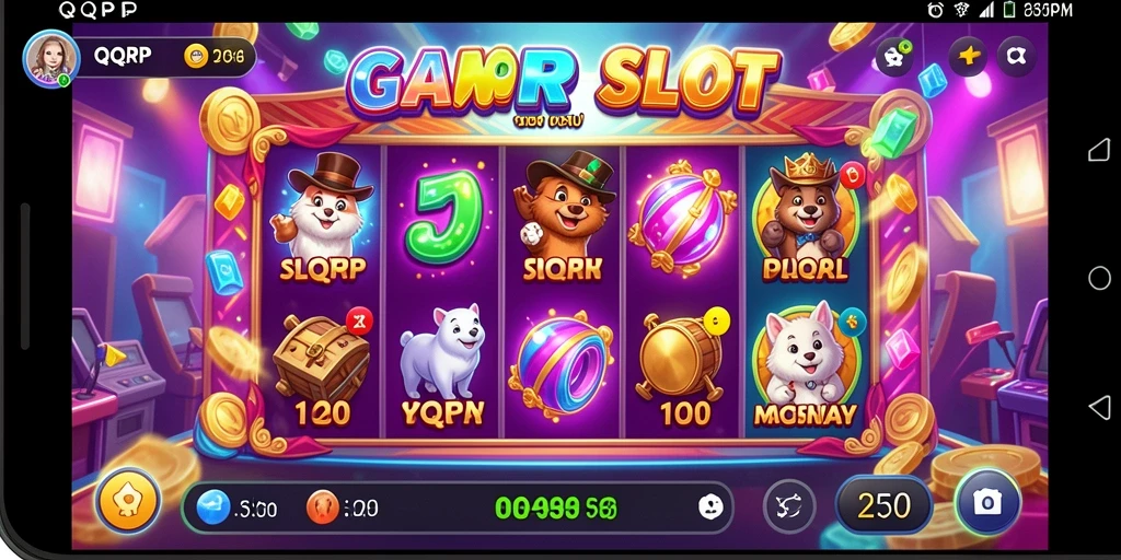 Screenshot QQRP menampilkan gameplay seru slot dengan tema menarik.